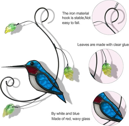 1PC Colorful Hummingbird Glass Window Decor Hanging Ornament, Home Wall Garden Decor, Hummingbird Light Catcher, Bird Lover Favorite Gardening Ornament