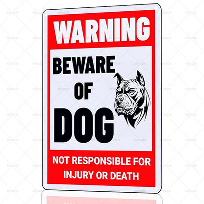 Beware of Dog Sign Pitbull Metal Sign Warning Beware of Dog Signs for Fence Outdoor Farm Garden Gate Home Yard Decor 8x12 Inch