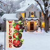Christmas Garden Flags 12x18 Inch Double Sided, Xmas Ball Ornament Welcome Yard Flag for Outside, Winter Seasonal Outdoor Decoration Farmhouse Front Porch Holiday Decor