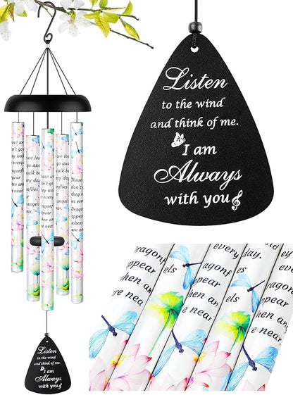 Memorial Gifts Sympathy Wind Chimes - Windchime in Loving Memory of Loved One, Bereavement Gifts for Loss of Mom/Dad, Condolences Grief Remembrance Funeral Grieving, Dragonfly