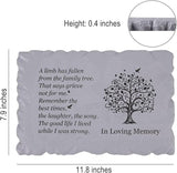 11.8 inches Long Tree of Life Song Polyresin Memorial Garden Stone, Memorial Stones for Loved Ones Outside, Memorial plaques, Sympathy Gifts for Loss of Loved one, Memorial Gifts (Grey Tree)