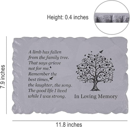 11.8 inches Long Tree of Life Song Polyresin Memorial Garden Stone, Memorial Stones for Loved Ones Outside, Memorial plaques, Sympathy Gifts for Loss of Loved one, Memorial Gifts (Grey Tree)