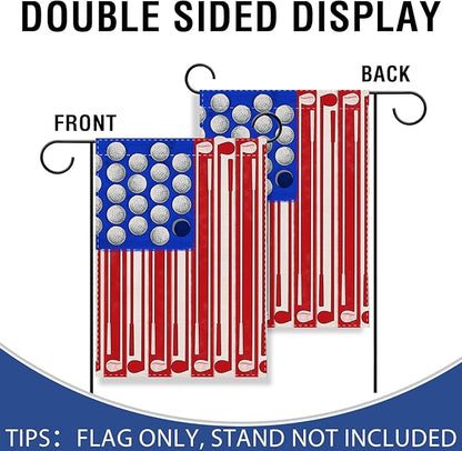 Artofy 4th of July Golf Ball Patriotic Small Decorative Garden Flag, America USA Golf Club Red Blue White Yard Lawn Outside Decor, American Independence Day Outdoor Home Decoration Double Sided 12x18