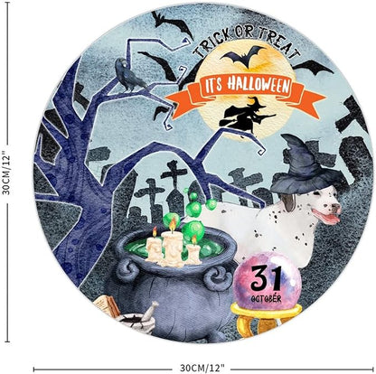 Retro Metal Sign 12"x12",Happy Halloween Scary Night Grave Witch Bats Trick Or Treat Dog Aluminum Tin Metal Sign for Home Living Room Bedroom Garden Farm Patio Decor Wall Art Poster