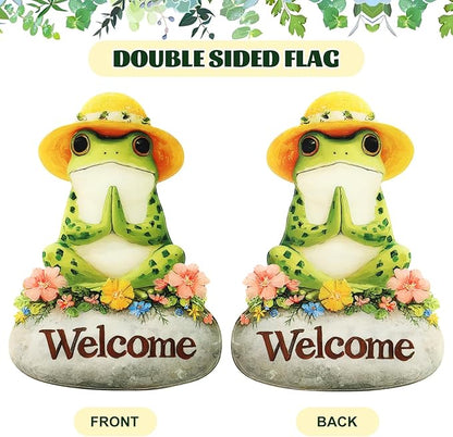 Frog Yoga Garden Flags 12x18 Inch Double Sided, Spring Summer Welcome Banner Small Yard Flags for Outside, Farmhouse Front Porch Home Outdoor Seasonal Decor Holiday All Seasons Decoration