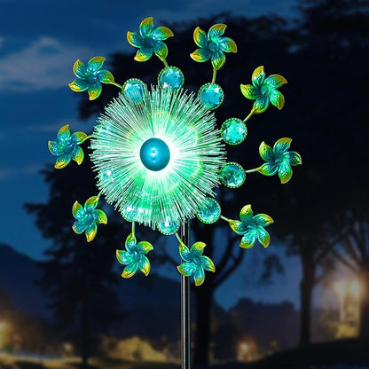 46" Flower Solar Wind Spinners Led Garden Wind Spinner, Sapphire Kinetic Windmill Wind Spinner Outdoor Decor, Solar Wind Sculpture Yard Art for Patio, Lawn & Garden