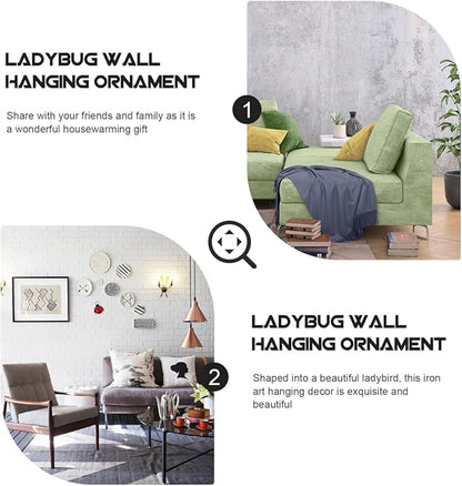 Outdoor Ladybird Craft Statue 3D Iron Ladybug Wall Hanging Decoration for Garden Patio Indoor Bedroom Living Room Adornment