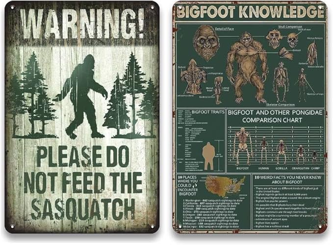 2Pcs Vintage Funny Sasquatch Signs Bigfoot garden decor, Bigfoot Sasquatch Funny Signs for yard