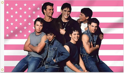 2x3 Foot The Outsiders Decorative Flag with 2 Brass Grommets for Indoor Outdoor, Double Stitched, Wall Hanging Tapestry Room Decor, College Dorm Decorations (PINK AMERICAN, 2x3 ft)