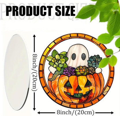 Halloween Pumpkin Ghost Acrylic Garden Cute Fall Suncatcher Decor Colorfu Glass for Wall Home, Garden, Housewarming Women Neighbor Thanksgiving Party Decor Gifts7.87inch