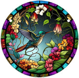 Stained Glass Window Hanging,Paint Bird Flower Suncatcher Diamond Glass Panel Bird Sun Catchers Decor for Birthday for Women, Men, Wife, Aunt, and Friends 5.9x5.9 in