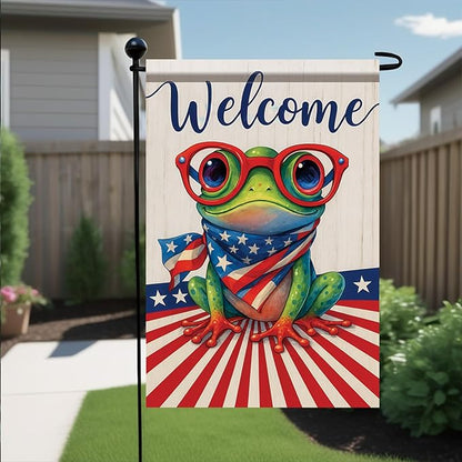Spring Summer Garden Flag 12x18 Inch Patriotic Highland Cow American Flag Floral Farm Animal Design Outdoor Yard Porch Lawn for Seasonal Farmhouse Country Home Decor