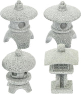 Didiseaon 4pcs Mini Pagoda Statues, Japanese Sandstone Lantern Bonsai Decor, Micro Landscape Aquarium Fish Tank Ornaments
