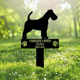 Custom Wire Fox Terrier Dog Metal Memorial Garden Stake Personalized Pet Grave Marker Name Sign Remembrance Stake Decor Sympathy Dog Loss,Outdoor Statues for Yard Garden Lawn Patio Pathway Grave.