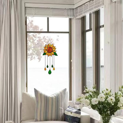 Sunflower Stained Glass Window Hanging,Sunflowers Birthday Party Decorations,Outdoor Suncatcher for Patio,Kitchen and Garden Decor,Sunflower Gift for Mom,Women and Grandma