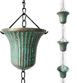 Rain Chains for Outside, 8.7FT Gutter Chain with 12 Bell Cups Rain Catcher Chain Replacement Downspout for Gutters Eaves Drainage Decor, Bronze