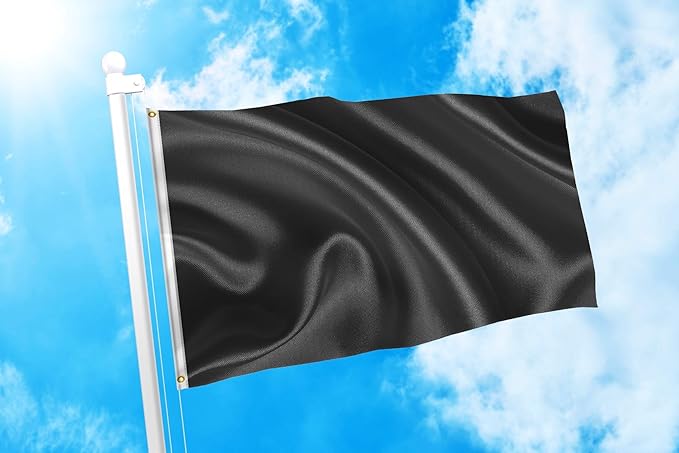 DMSE Solid Black Flag, 3x5 Flag, UV Resistant, Fade Resistant Material with Metal Grommets (3ft x 5ft), (Polyester), (Black)