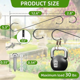 Plant Hangers Outdoor，2 Pack 15.4 Inch Plant Wall Hanger,Heavy Duty Plant Hooks for Wall,Hanging Plant Bracket for Bird Feeders, Planters, Lanterns, Wind Chimes,Black