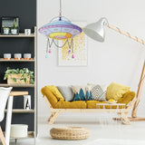 Colorful UFO Hanging Decoration with Chain & Bead Alien UFO Hanging Sun Catcher Ornament for Home Garden Christmas UFO Party Gift