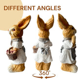 15inch Resin Bunny Garden Statue, Outdoor Easter Decor, Rabbit Topiary Sculpture for Yard, Patio, Lawn(Basket)