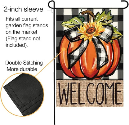 Garden Flag Set of 12 Double Sided Double Stitched 12x18 Inch, Seasonal & Holiday Yard Flags for Outside, All Seasons, 7 Major Holidays, Home Sweet Home Decor for Patio Lawn