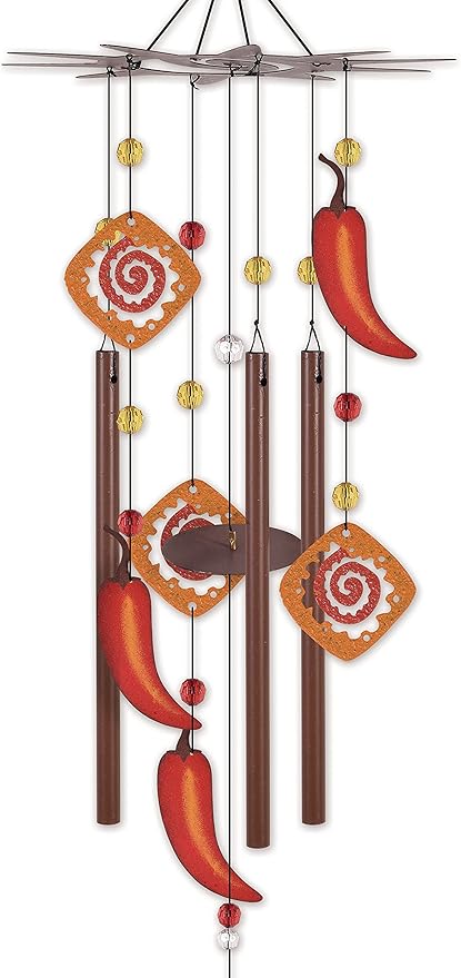 Sunset Vista Designs Southwest Collection - Large Rustic Metal Wind Chime, Chile Pepper