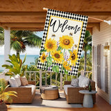Baccessor Spring Summer House Flag 28x40 Inch Double Sided Burlap,Sunflowers Floral Flowers Large Garden Flag Holiday Yard Porch Patio Outdoor Outside Decoration