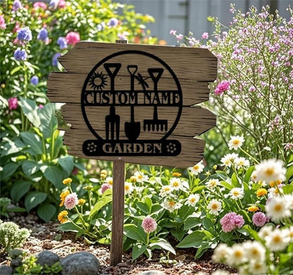 Custom Garden Metal Wall Art Personalized Garden Name Sign Yard Sign Decorative Outdoor Gardening Decor Gifts for Gardeners