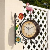 Flamingo Vintage Double Sided Wall Clock with Metal Frame Antique Wall Clock for Outdoor Decorative Art Decor for Living Room Restaurants Office Kitchen Silent Watches & 360 Degree Rotate