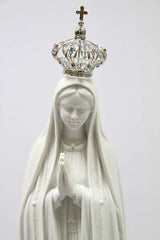 Vittoria Collection 28 Inch Our Lady of Fatima with Jeweled Metal Crown Virgin Mary Italian Statue Sculpture Made in Italy Indoor Outdoor