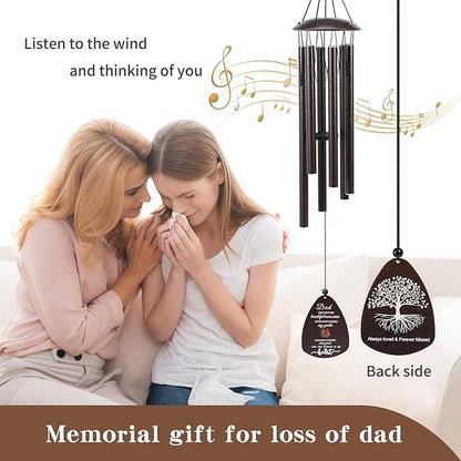 Cardinal Memorial Wind Chimes for Loss of Father, 32" Large Sympathy Windchimes for Outside Deep Tone, Best Bereavement Remembrance Memory Funeral Gifts for Loss of Dad