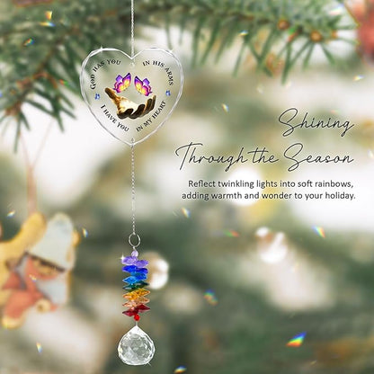 Glass Ornament Suncatcher - I Have You in My Heart - Sympathy Gift for Loss of Loved One - Grief Heaven Keepsake - Mother's Day for Mom Dad Sisters Brothers Grandparents