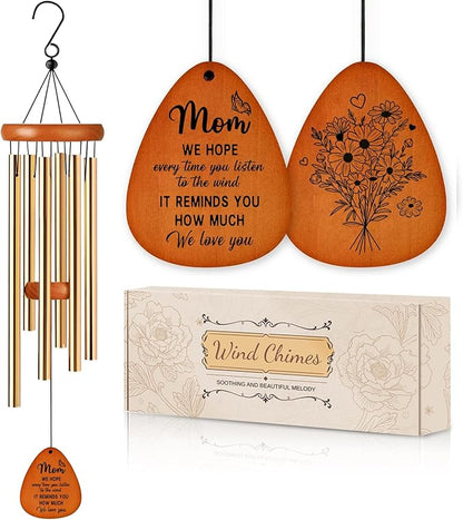 Gifts for Mom, Wind Chimes for Mom, Perfect Mother's Day Present for Mother, Birthday Gift from Daughter Son, Love Reminder Gifts for Birthday Thanksgiving Christmas Anniversary (Gold)