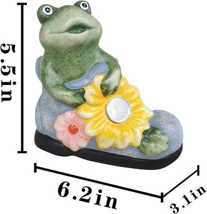 WYQF501 Frog Solar Light Garden Decor- Waterproof Outdoor Design with LED Light, Funny Frog Statue Gifts for Women Mother's Day Housewarming Gift