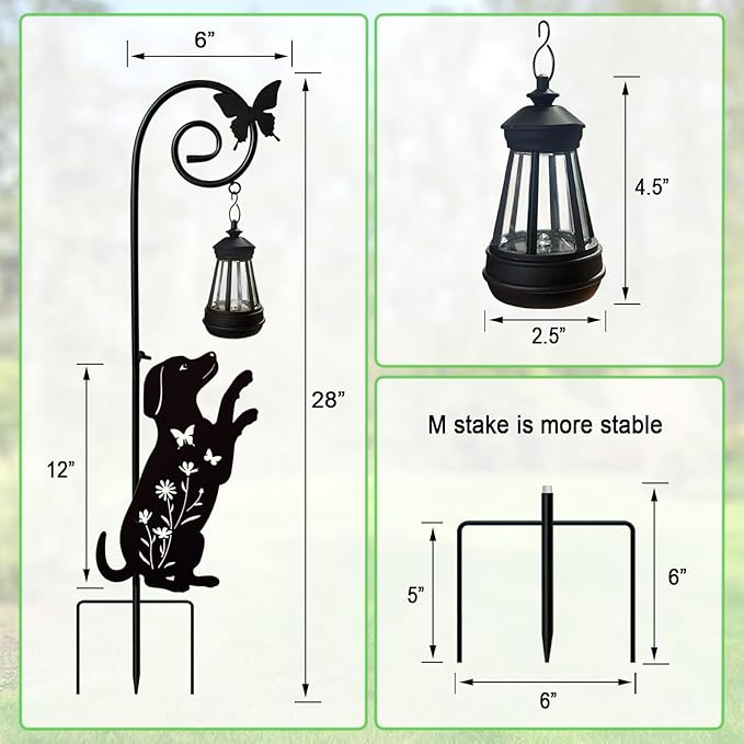 Metal Dog Stake with Solar Lights Outdoor Decorative,Beagle Lawn Ornaments,Womens Gifts Unique,Garden Silhouette Animal Decor
