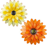 Outdoor Metal Wall Art Decor, 2 Pack 8 Inch Sunflower Wall Decorations, Hanging Outdoor wall Decor, Handmade Metal Flowers for Outdoor Outside Indoor Decor,Yellow+Orange