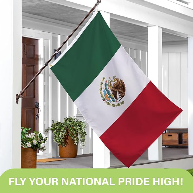 Evergreen Mexican Flag 3x5 Outdoor Double Sided, MX Mexico Flags for Outside with Grommets, 3-Ply Banners for Garden Patio, Indoor Wall Decor for Room, Works with Standard Estate Flag Poles