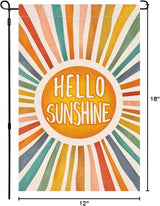 BLKWHT Hello Sunshine Summer Garden Flag 12x18 Vertical Double Sided Colorful Farmhouse Holiday Outside Decorations Burlap Yard Flag BW643