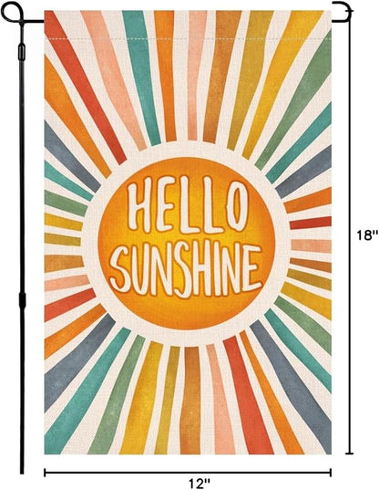 BLKWHT Hello Sunshine Summer Garden Flag 12x18 Vertical Double Sided Colorful Farmhouse Holiday Outside Decorations Burlap Yard Flag BW643