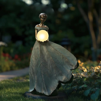 DiliComing Solar Fairy Garden Statue 22 Inch Resin Garden Decor - Large Outdoor Yard Figurine for Patio Lawn, Waterproof Garden Statue Gift for Women, 14x11x22.5 Inch New Packaging
