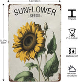 Vintage Tin Signs Retro Art with Sunflower Patterns & Fun Sayings - Perfect Wall Decor for Hippies, Boho Fans & Fairy Garden Lovers. Sun-Soaked Colors & Metal Material Add Rustic Charm - 12x8 Inches