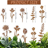 5 Pcs Rusty Metal Flowers and Plants, Rusty Rustic Metal Flowers Signs for Outside Yard Art Gift for Yard Decorative Garden Stakes Potted Plants Walkway and Garden