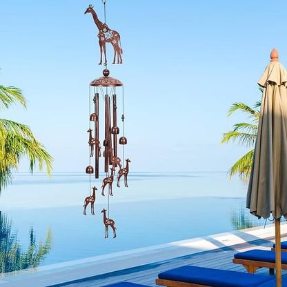 Giraffe Gift Wind Chimes for Outside, Outdoors Metal Giraffes Windchimes with S Hook for Birthday Home Patio Porch Backyard Yard Garden Decoration, Memorial Giraffes Gifts for Women Men Mom Grandma