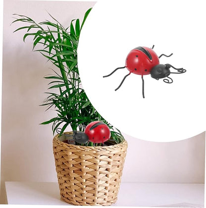 ibasenice 4pcs Sturdy Iron Ladybug Ornaments Artificial Ladybug Ornament for Garden Statue Decor Outdoor Decor Stake