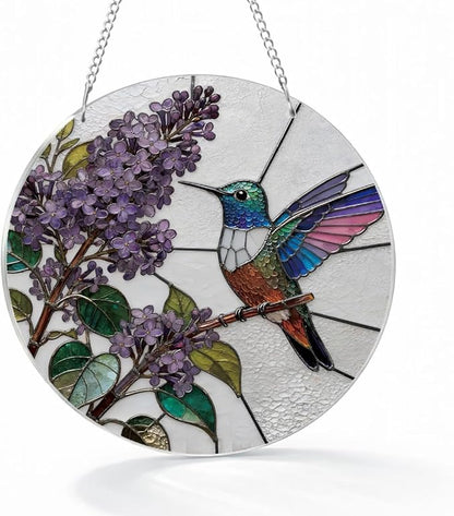 Hummingbird Suncatcher for Windows Hanging, Beautiful Acrylic Hanging Suncatcher, Window Door Decoration, Indoor Home Garden Decor, Gift for Birds Lover Women Mother's Day Christmas