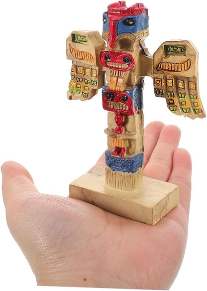 Handpainted Tribal Symbol Statue Resin Decor with Auspicious Design Unique Garden Ornament for Outdoor and Courtyard Artistic Retro Adornment Enhancing Garden Atmosphere