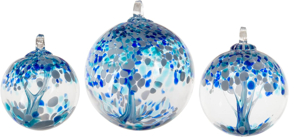 Dale Tiffany Hand Blown Glass, 3" Diameter Aqua, Tree of Life Collection, Witch Globe Hanging Garden Indoor/Outdoor Decorative Ornament Gazing Ball