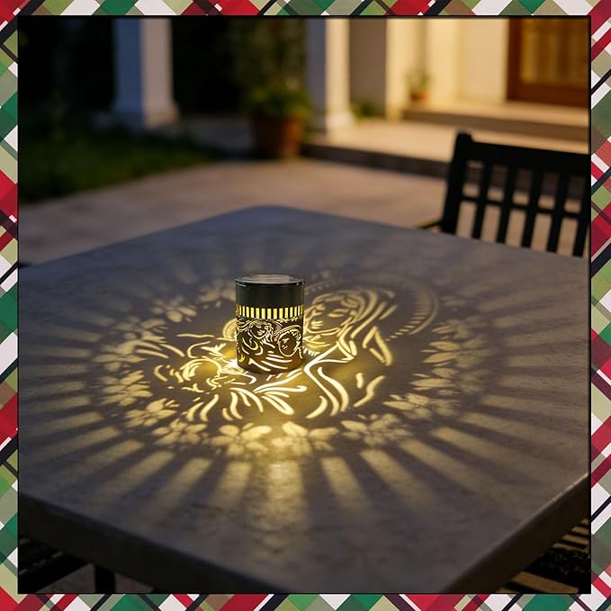 Easter Decorations Outdoor Nativity Solar Fence Lights - The Virgin &The Child Pattern Metal Wall Deck Light Decorative Table Lamp for Patio porch Backyard - Easter Religious Dercor Gifts for Women