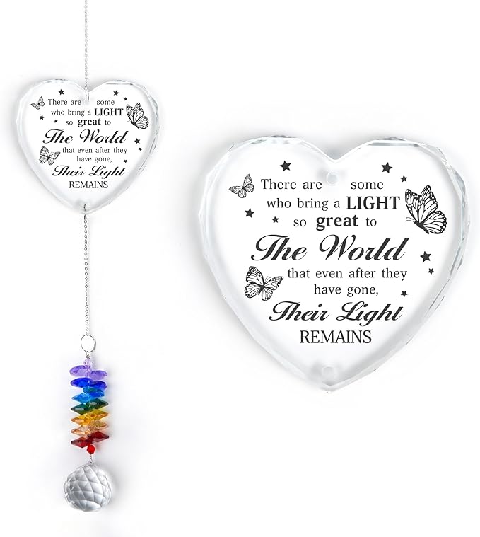 Glass Suncatcher Ornament - Unique Memorial Mother's Day for Loss of Family, Loved Ones - Crystal Rainbow Maker - Hanging Crystal Decor - Loss of Mom Dad Friend Pet