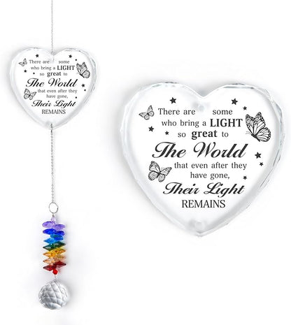 Glass Suncatcher Ornament - Unique Memorial Mother's Day for Loss of Family, Loved Ones - Crystal Rainbow Maker - Hanging Crystal Decor - Loss of Mom Dad Friend Pet